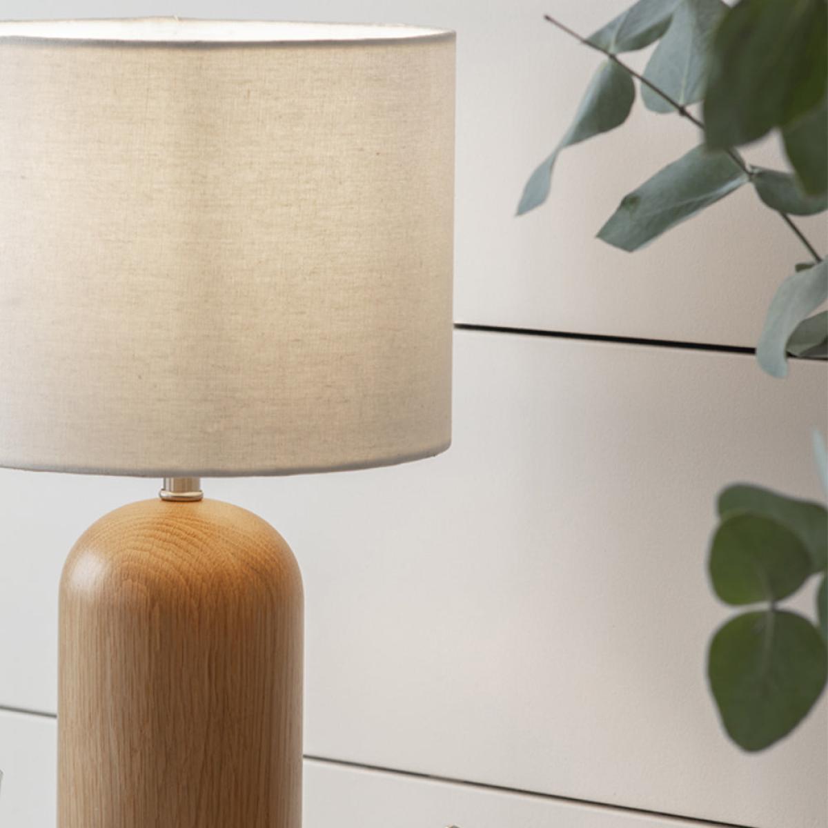 Garden Trading Kingsbury Table Lamp with Shade in White & Oak – image 2