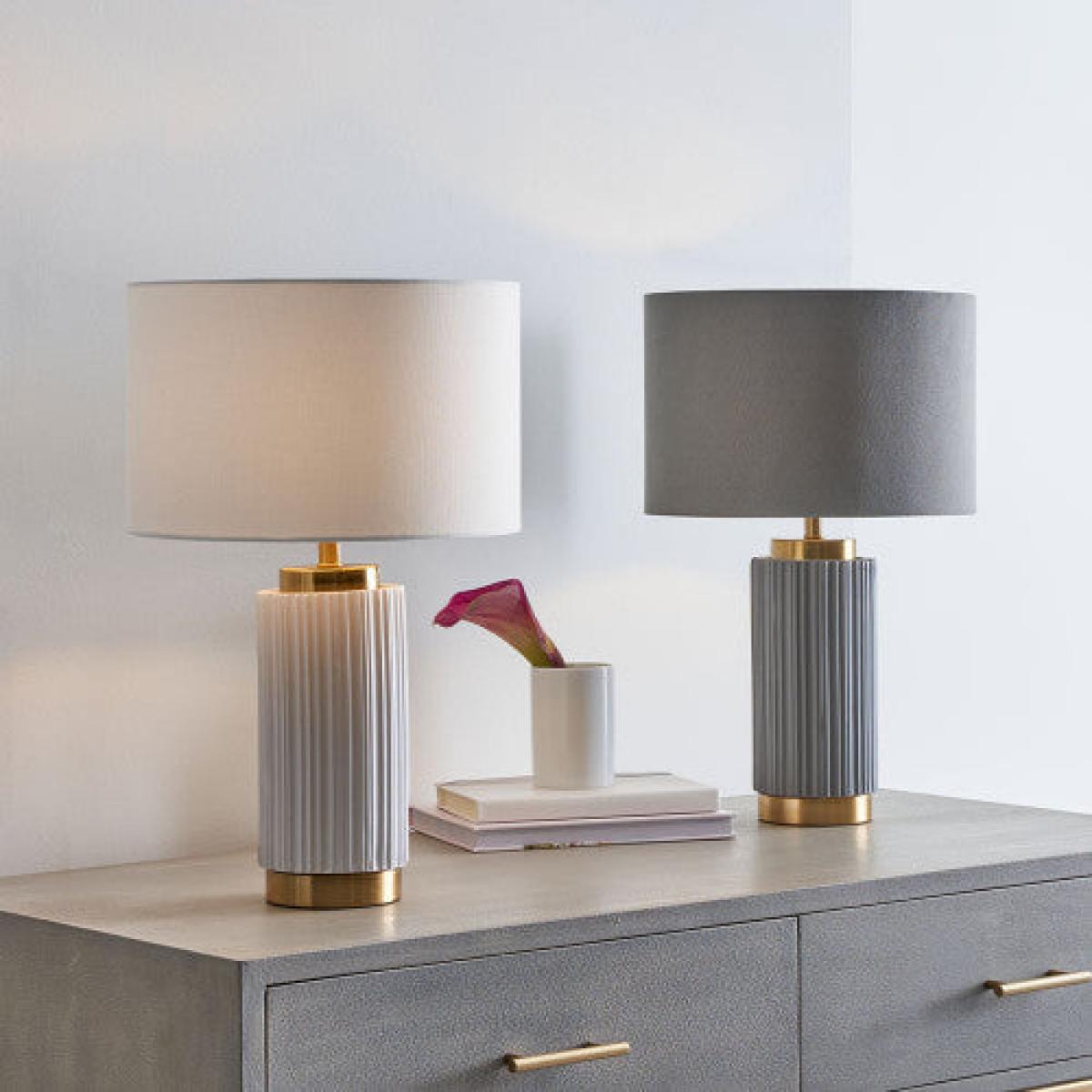 Olivia's Kirsty Textured Ceramic and Metal Table Lamp in White & Gold – image 2
