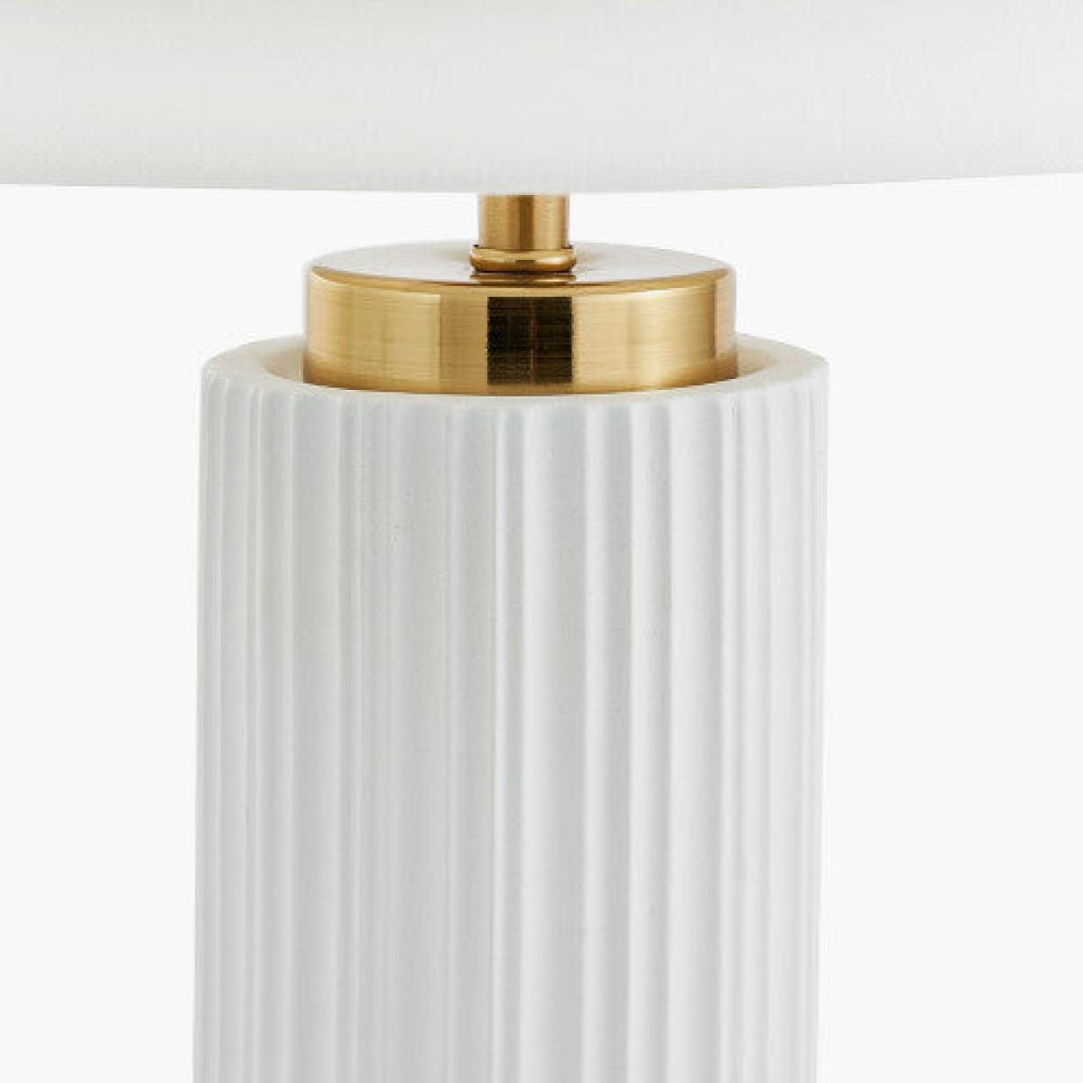 Olivia's Kirsty Textured Ceramic and Metal Table Lamp in White & Gold – image 3