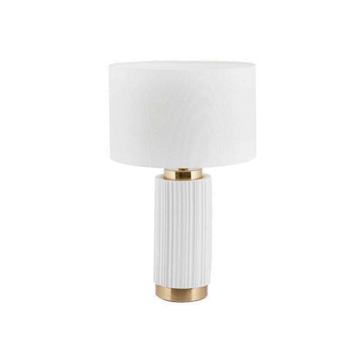 Olivia's Kirsty Textured Ceramic and Metal Table Lamp in White & Gold – image 1