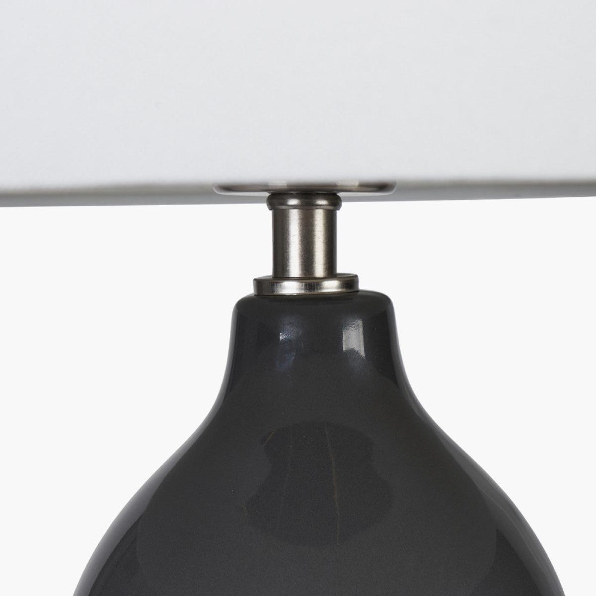 Olivia's Leonardo Black Ceramic Table Lamp With Brushed Gold Metal Detail – image 3