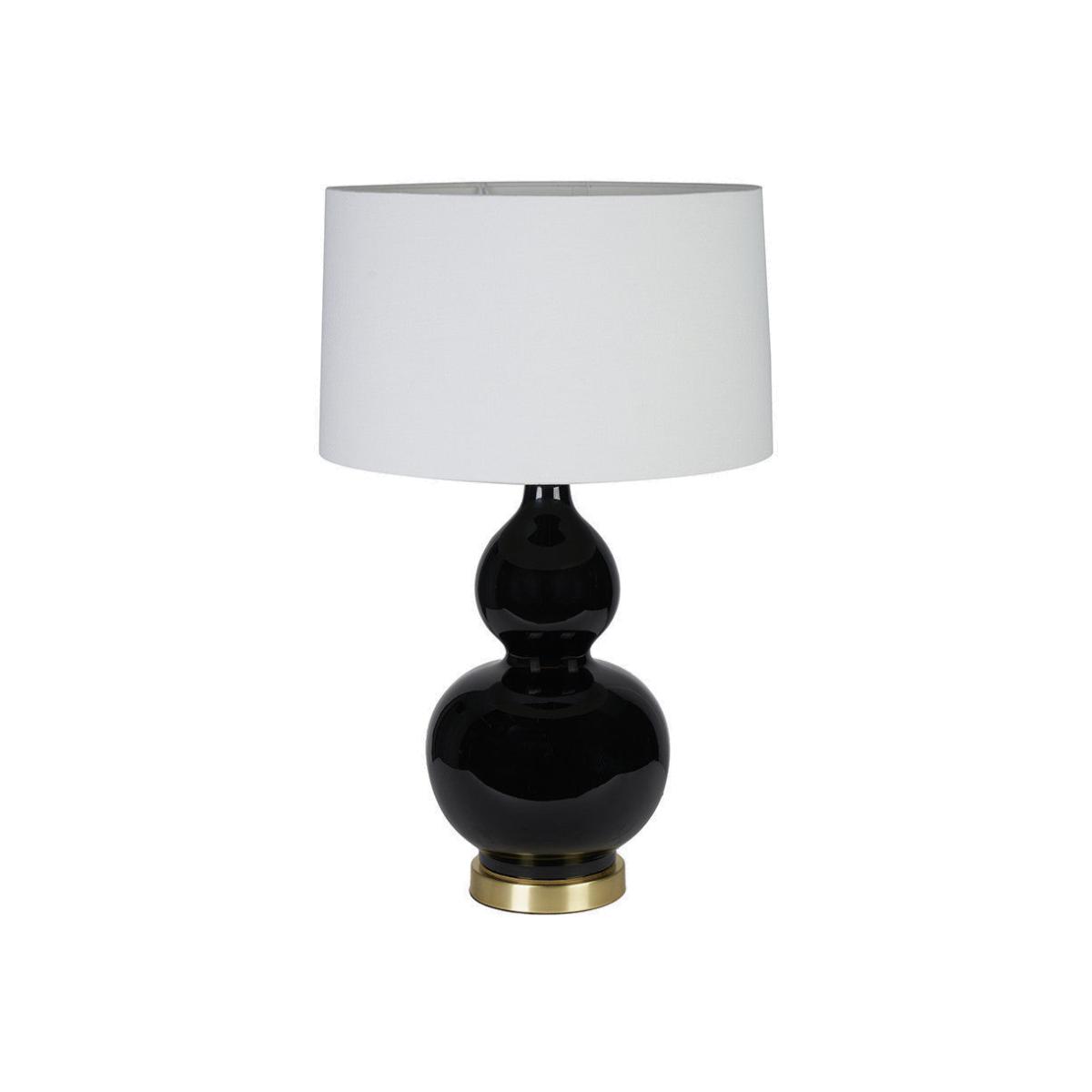 Olivia's Leonardo Black Ceramic Table Lamp With Brushed Gold Metal Detail – image 1