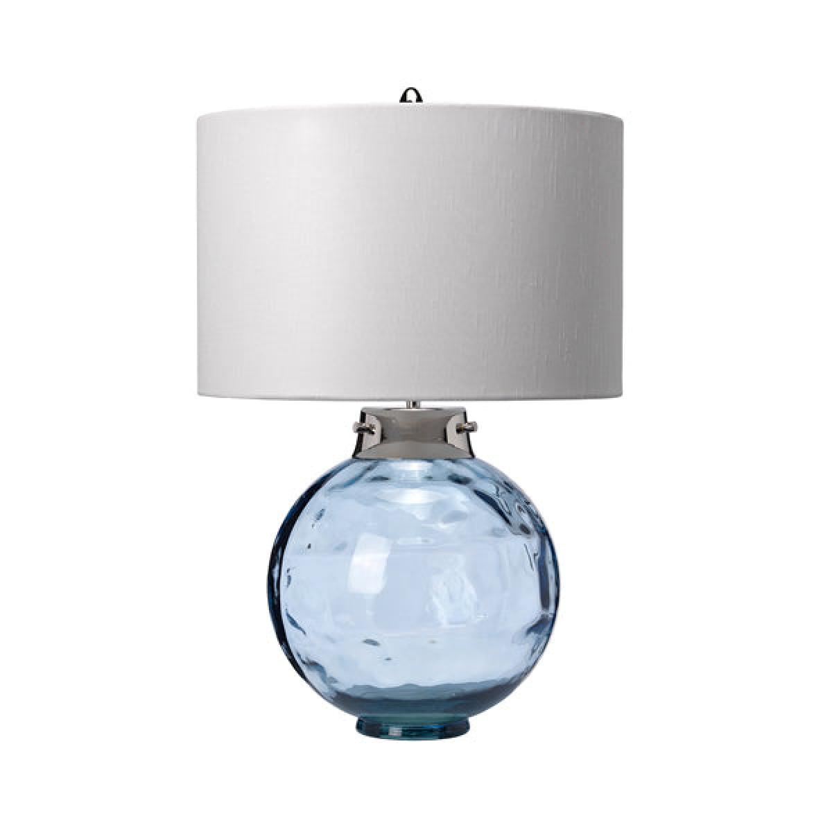 Elstead Kara Metalwork Table Lamp Polished Nickel Glassware Blue – image 2