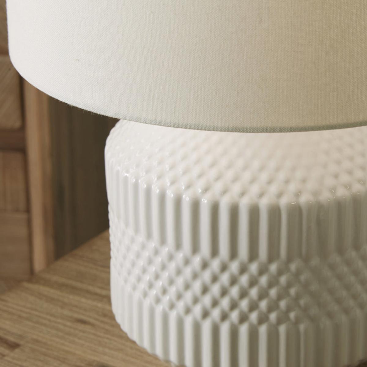 Olivia's Merida Small Geo Textured Ceramic Table Lamp in White – image 2