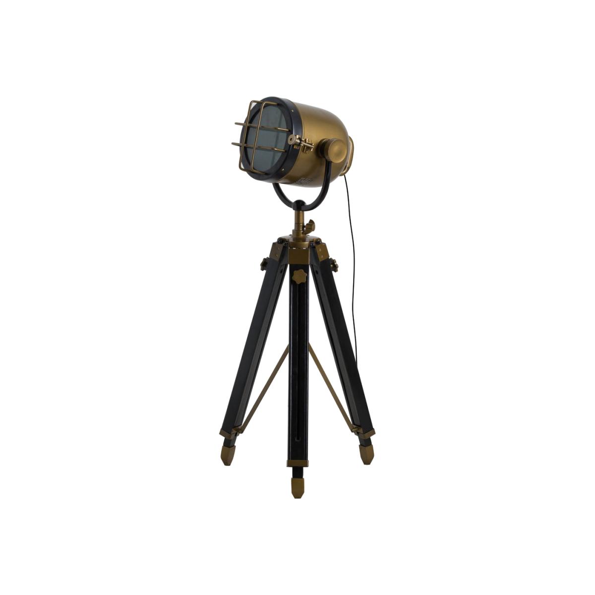 Hill Interiors Industrial Spotlight Tripod Lamp in Brass & Black – image 1