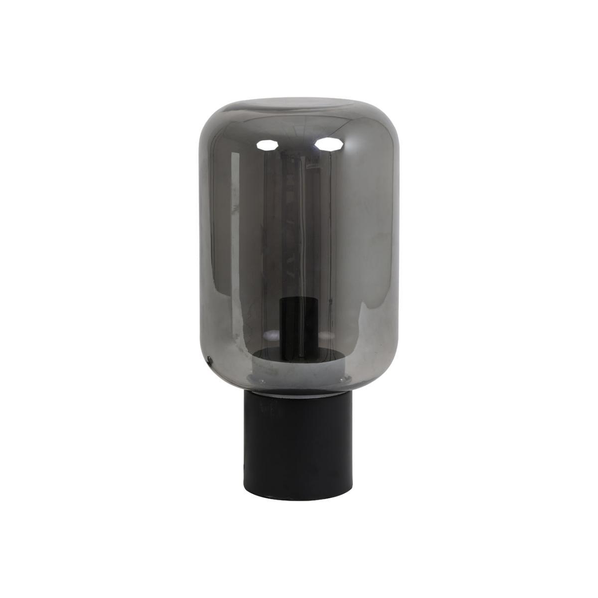 Light & Living Arturan Table Lamp Base Tall Smoked Glass Grey And Matt Black