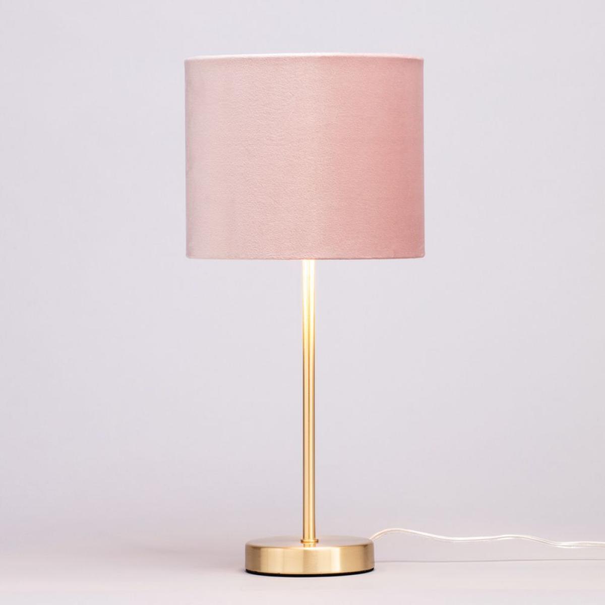 BHS Velvet Table Lamp Pink & Brass – image 2