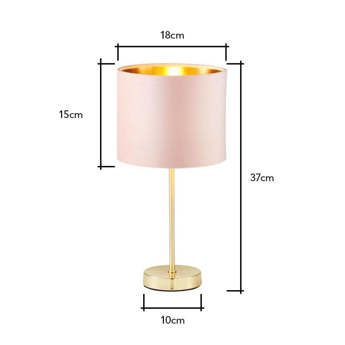 BHS Velvet Table Lamp Pink & Brass – image 5