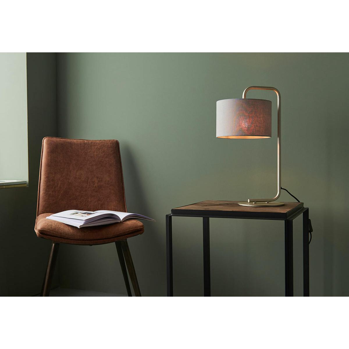 Harlee Champagne Table Lamp with Grey Shade – image 2