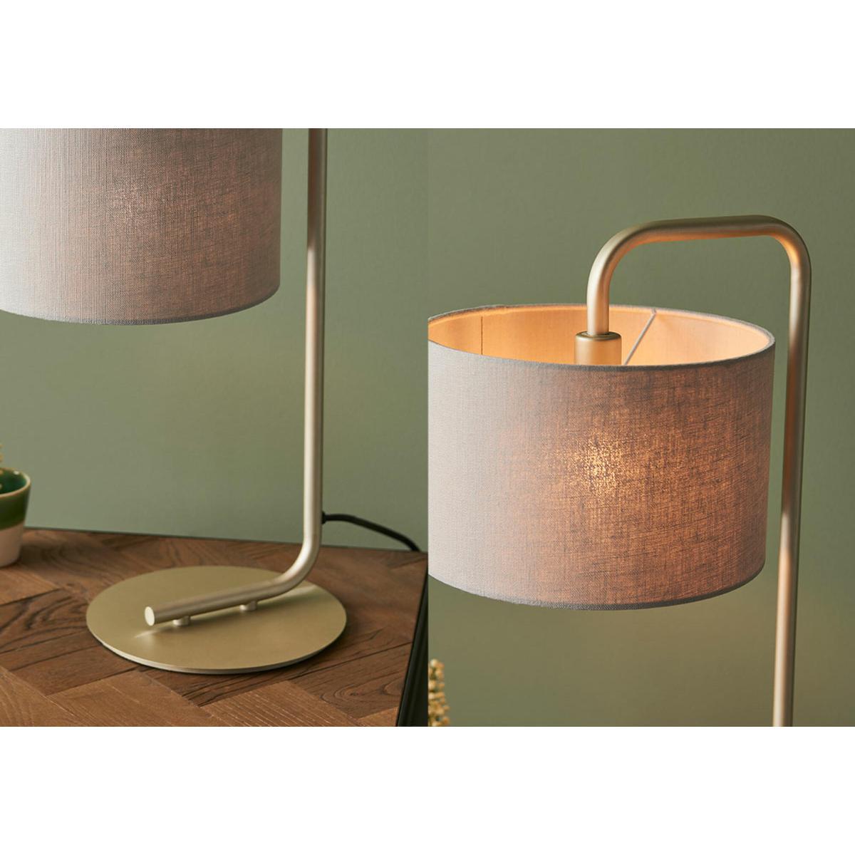 Harlee Champagne Table Lamp with Grey Shade – image 3