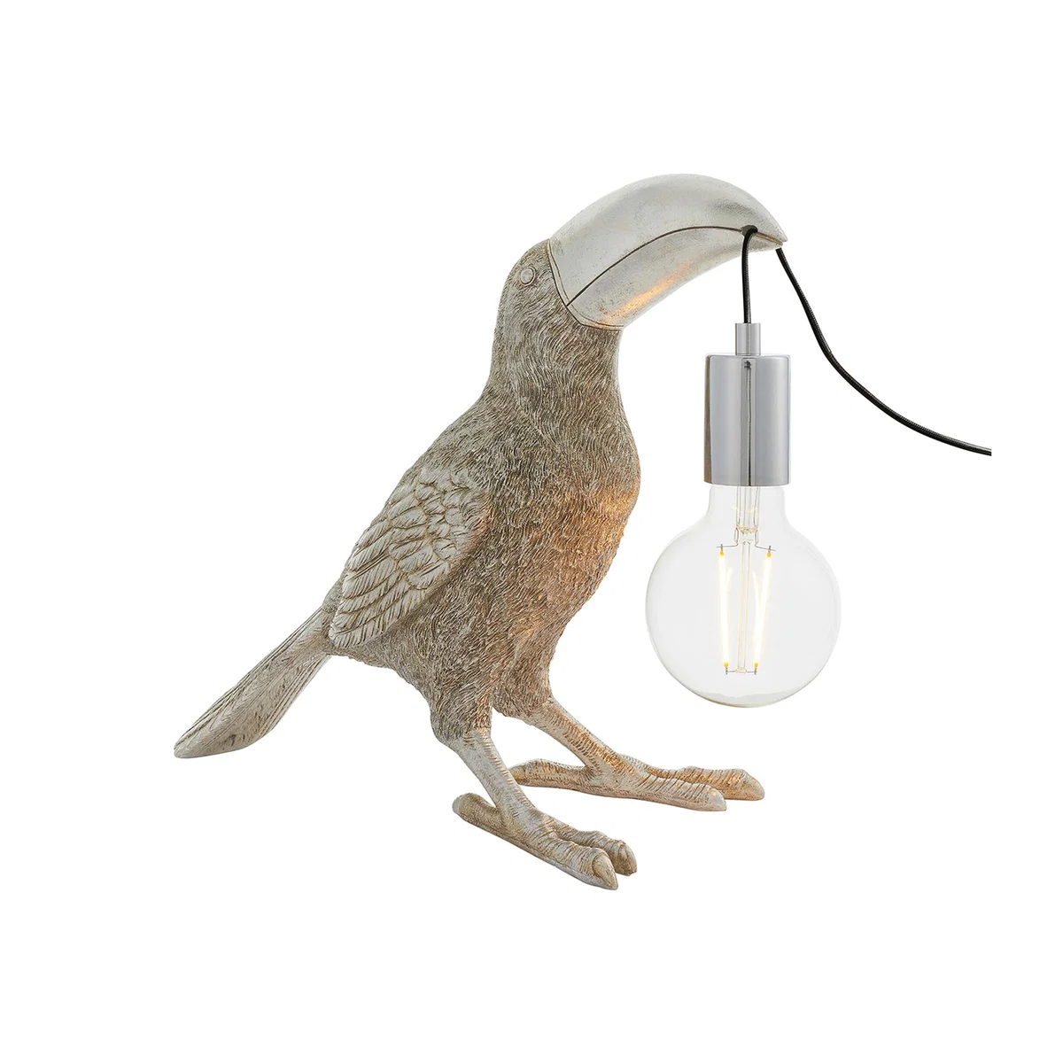 Touker the Toucan Table Lamp in Antique Silver – image 1