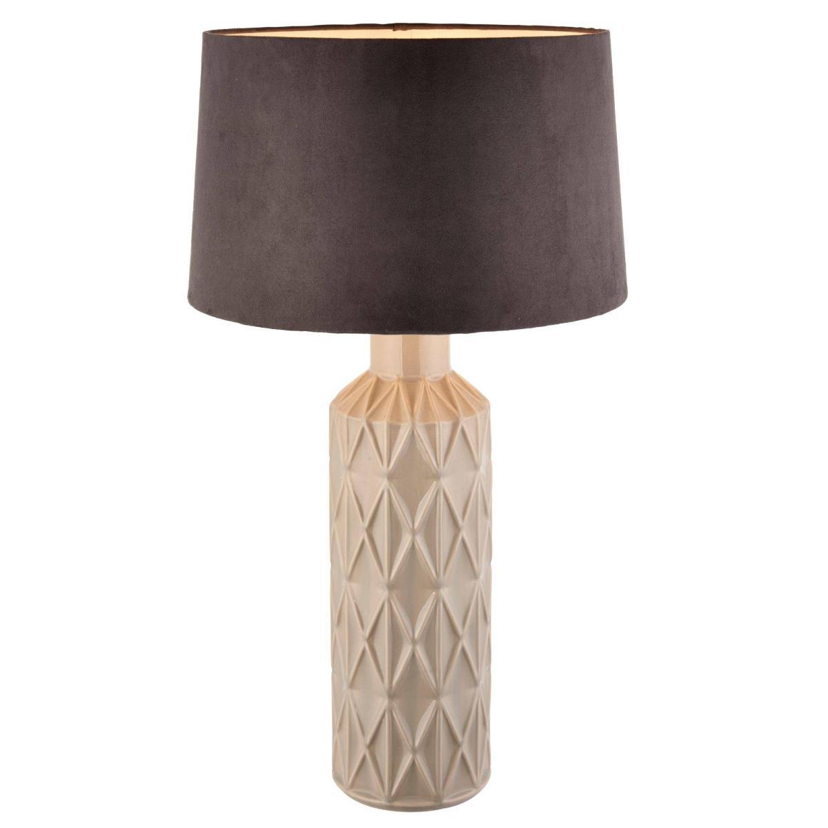 Malika 1 Light Gloss Dove Grey 68cm Table Lamp with a Charcoal Faux Suede Shade – image 3