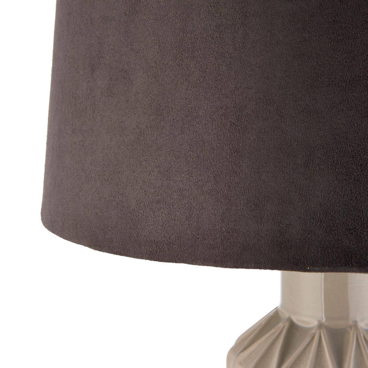 Malika 1 Light Gloss Dove Grey 68cm Table Lamp with a Charcoal Faux Suede Shade – image 4