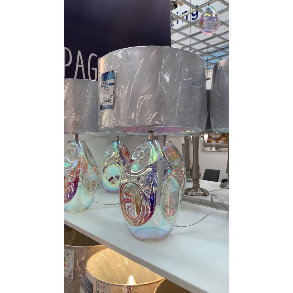 Blake Iridescent Table Lamp Large 1 Light Glass 52cm with Silver Shade – image 2