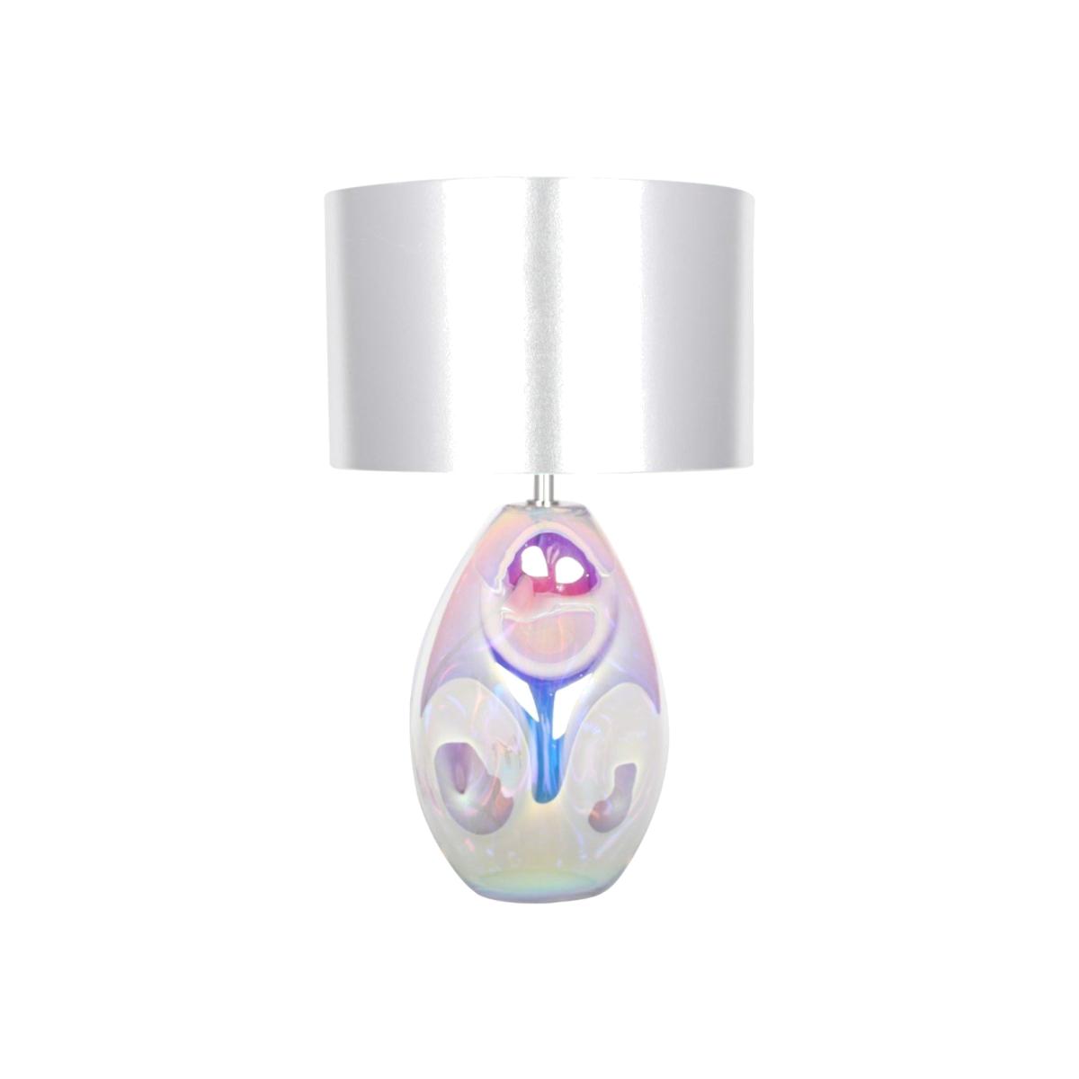 Blake Iridescent Table Lamp Large 1 Light Glass 52cm with Silver Shade – image 1