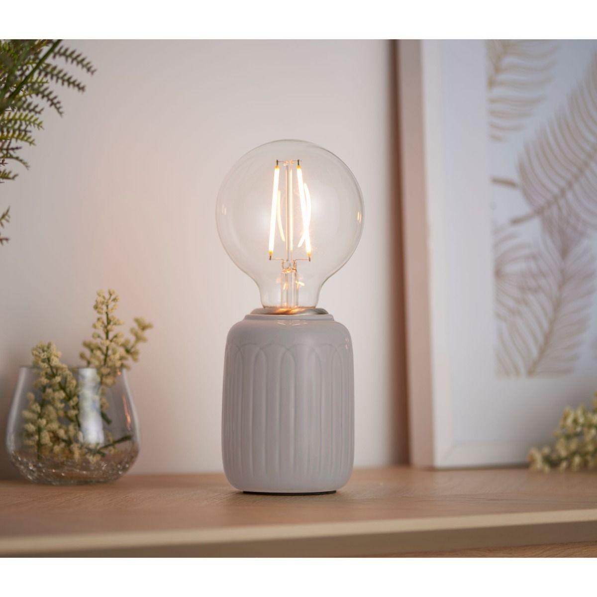 Olivia Satin Nickel & Taupe Table Lamp – image 2