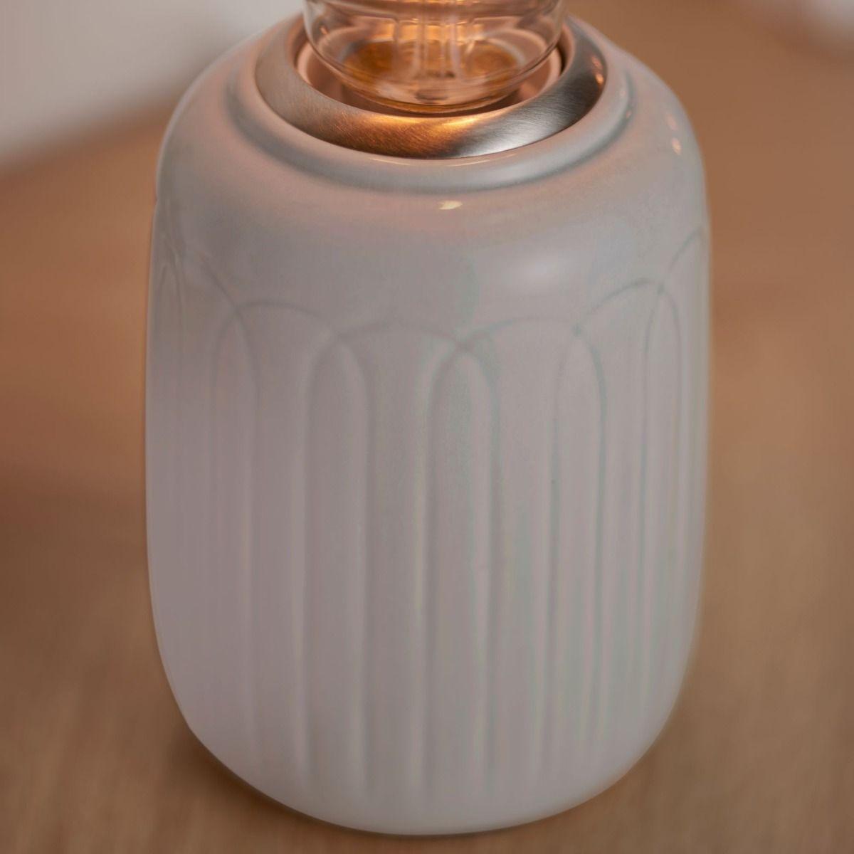Olivia Satin Nickel & Taupe Table Lamp – image 3