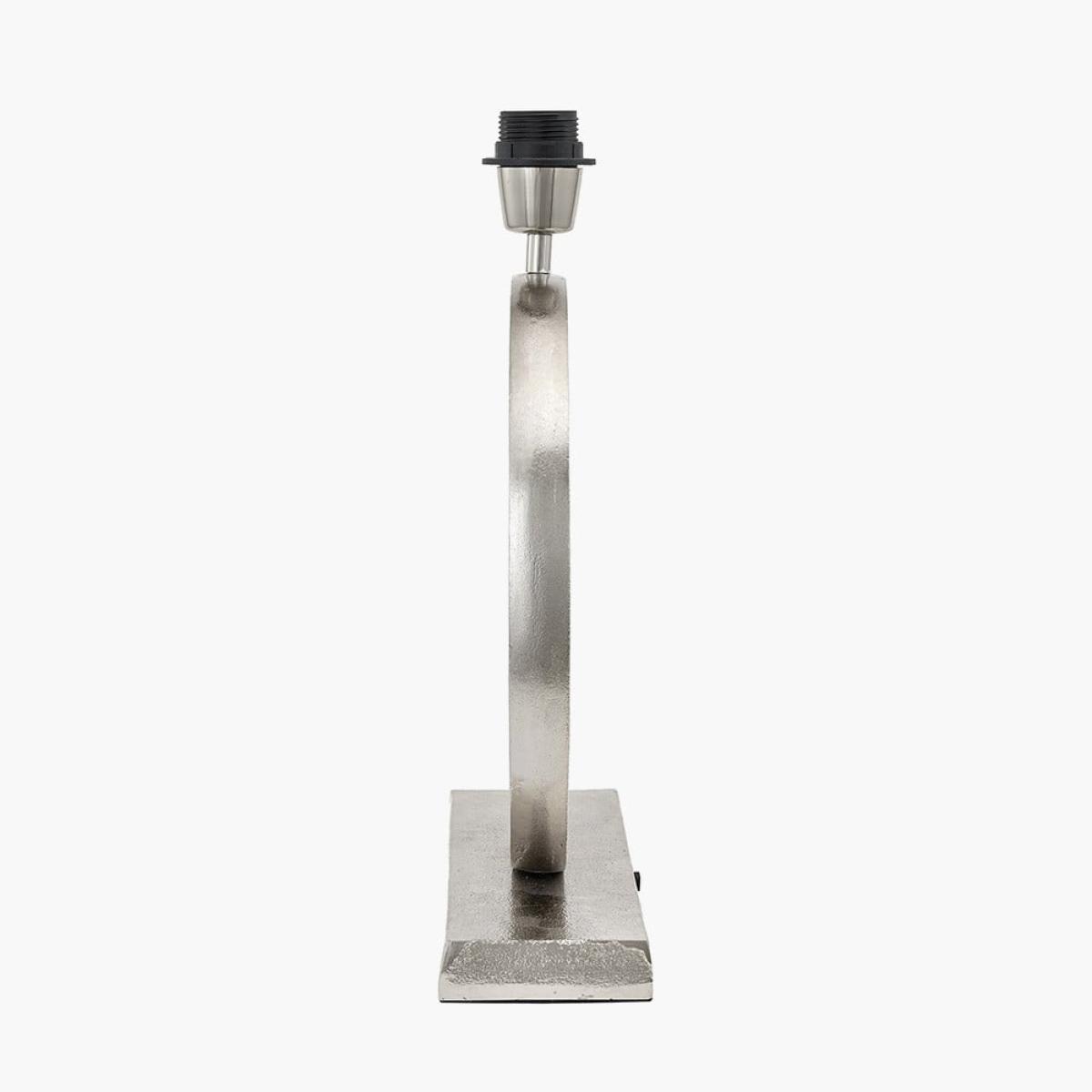 Orla Shiny Silver Metal Statement Circle Table Lamp – image 3