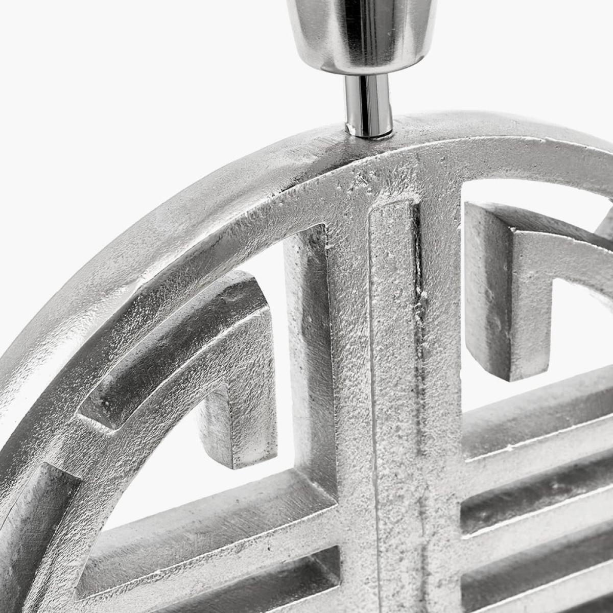 Orla Shiny Silver Metal Statement Circle Table Lamp – image 4