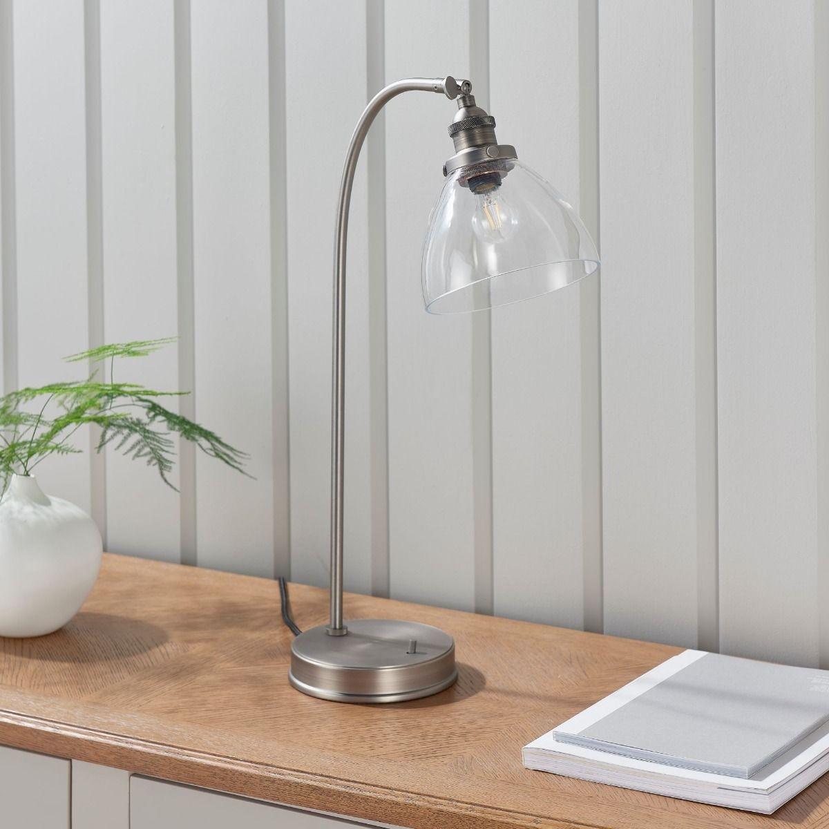 Hansen Brushed Silver and Glass Table Lamp – image 2