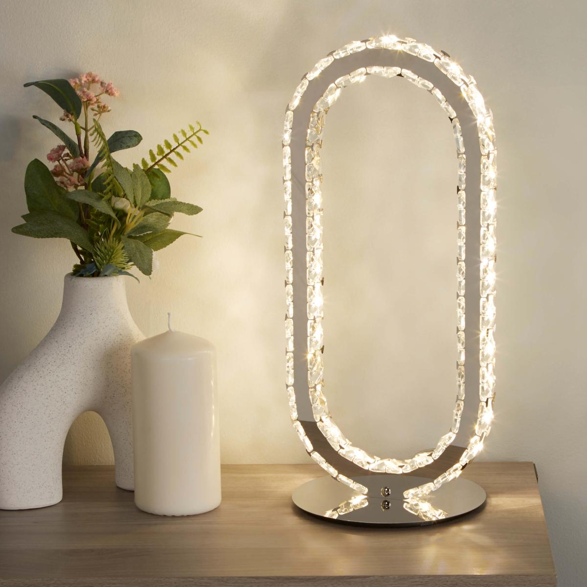 Mendoza Chrome and Clear Glass LED Table Lamp – image 1