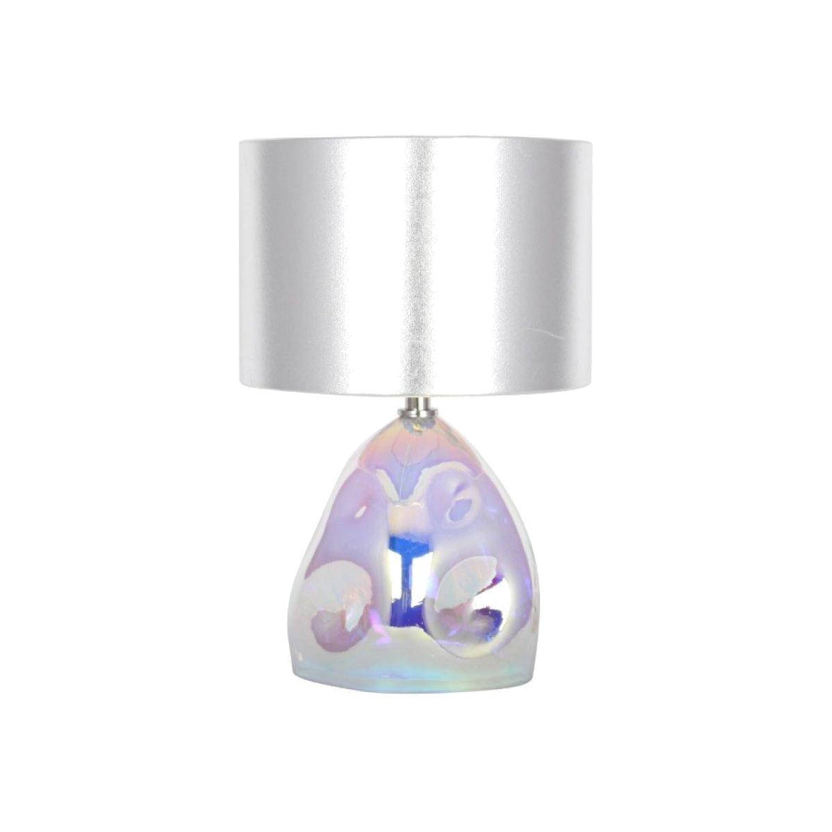 Blake Iridescent Table Lamp Small 1 Light Glass 34cm with Silver Shade – image 1