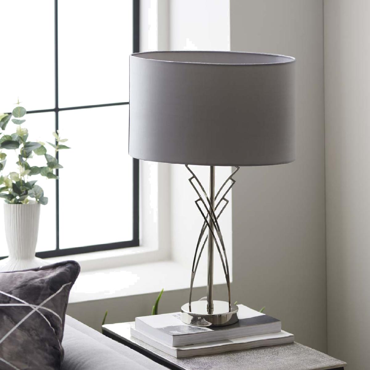 Lyla Satin Nickel Table Lamp – image 1