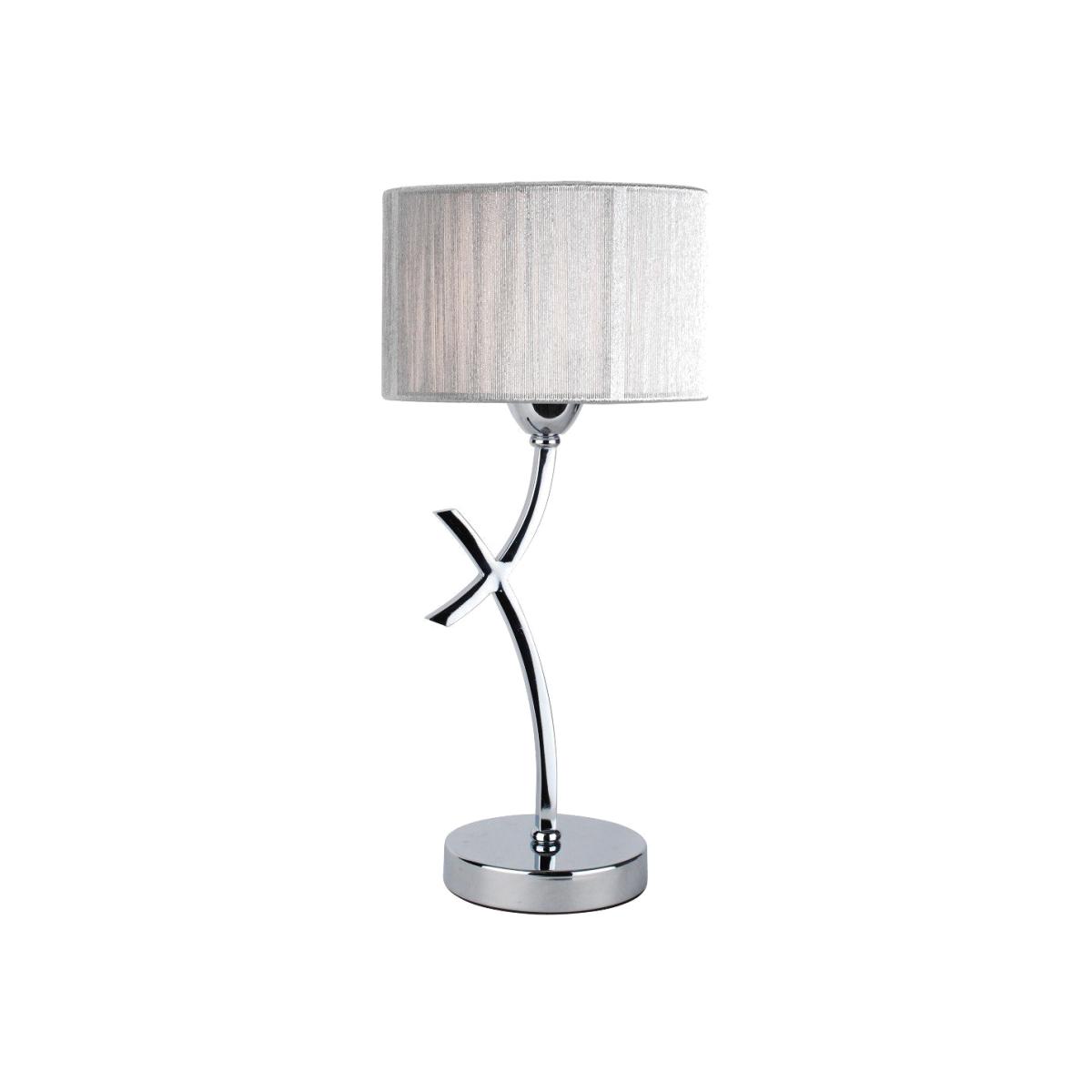 Justina 43cm Polished Chrome Table Lamp with Silver String Shade – image 1
