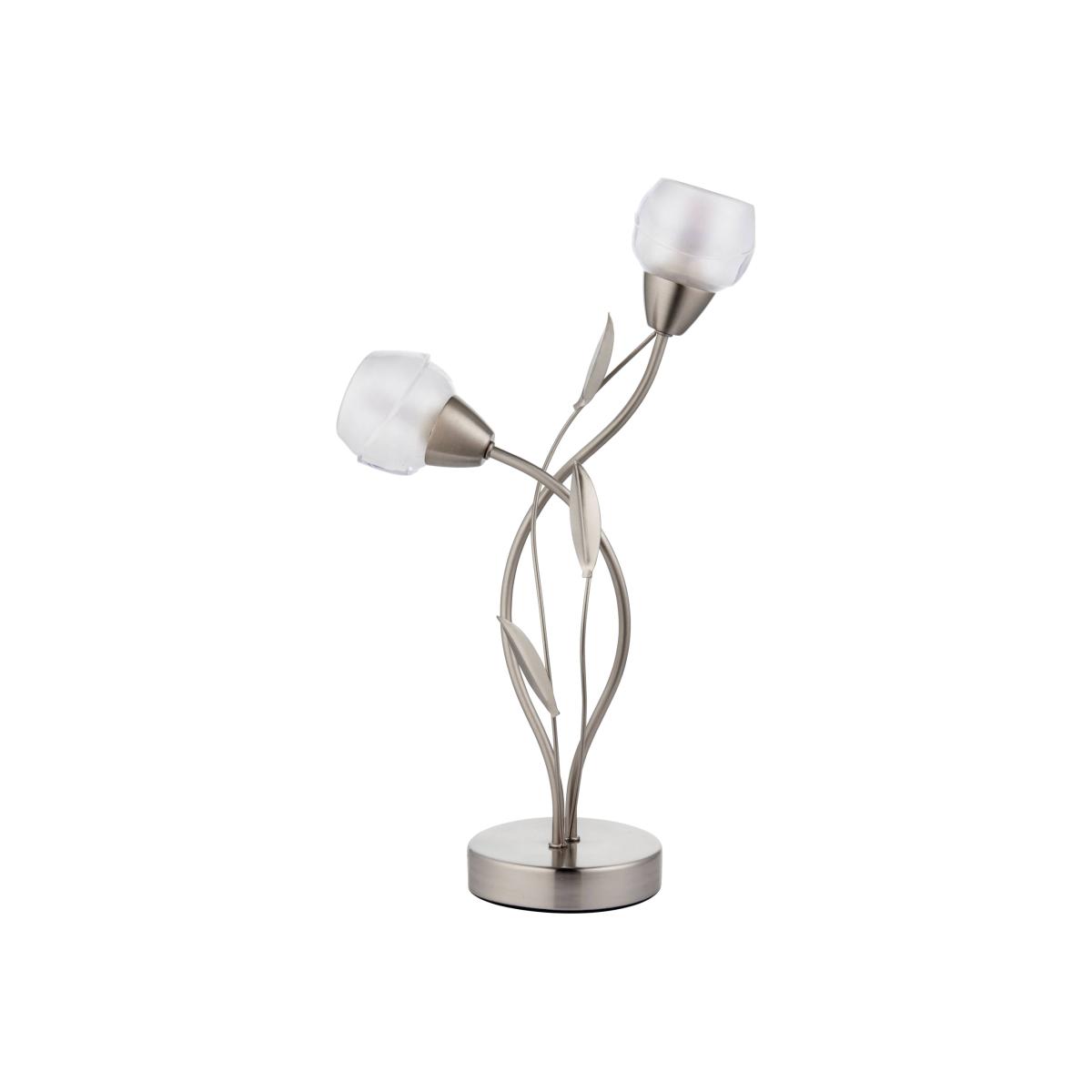 Maywood 2 Light Satin Nickel 42cm Table Lamp with Glass Shades – image 1