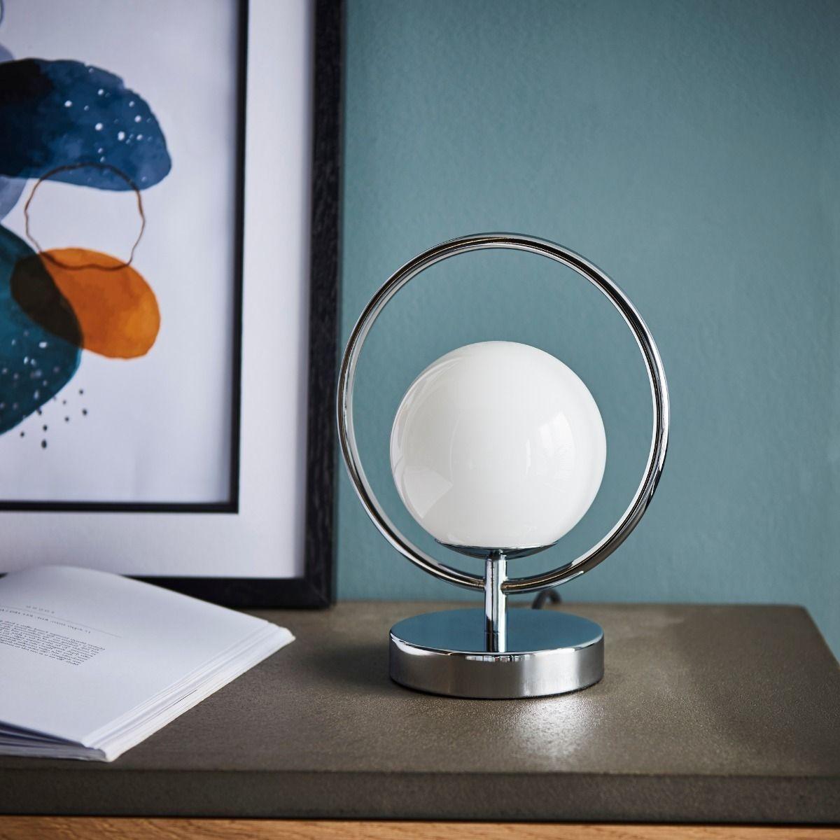 Orb Polished Chome & Opal Glass Table Lamp – image 3