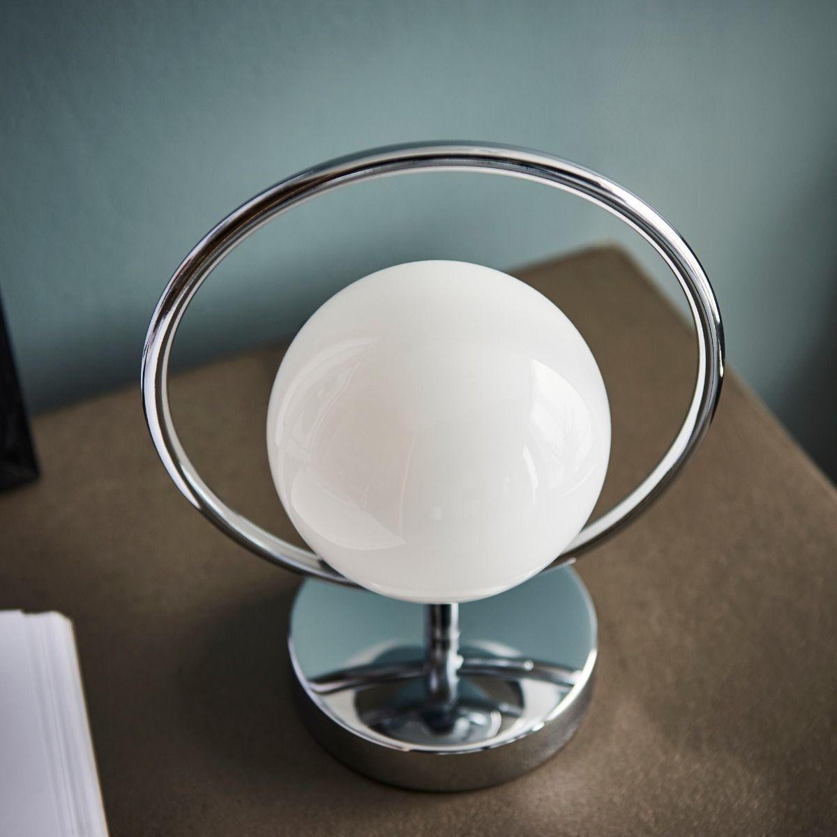 Orb Polished Chome & Opal Glass Table Lamp – image 4