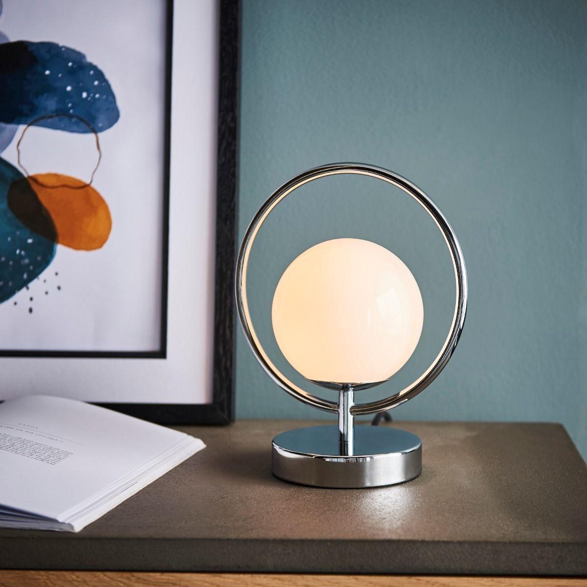 Orb Polished Chome & Opal Glass Table Lamp – image 5