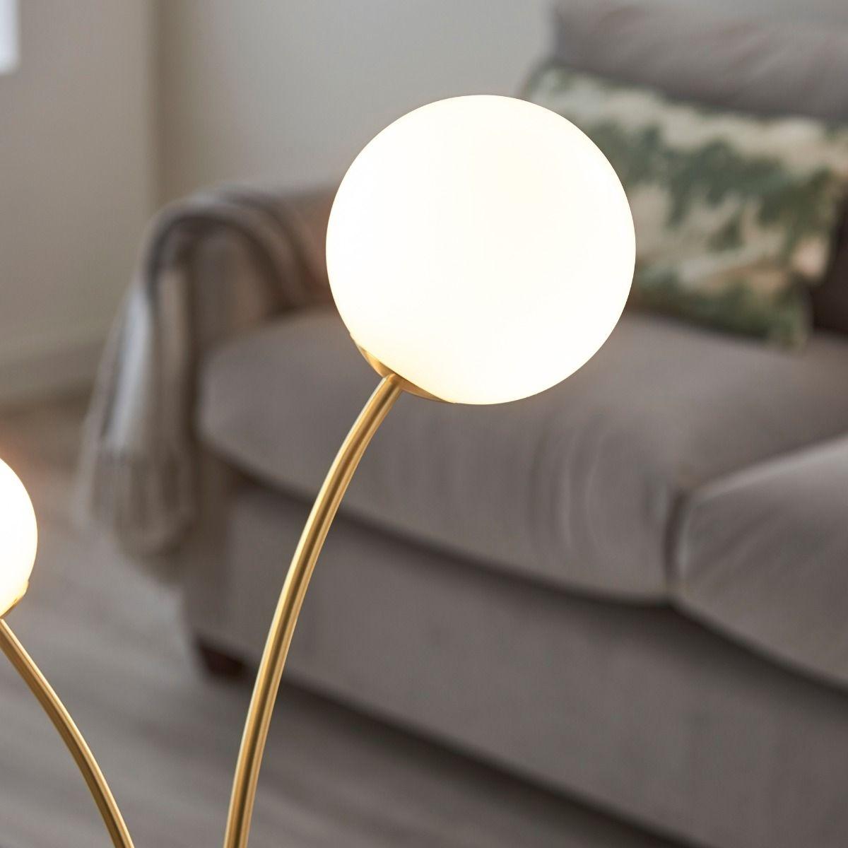 Bloom 2 Light Satin Brass & Opal Table Lamp – image 5