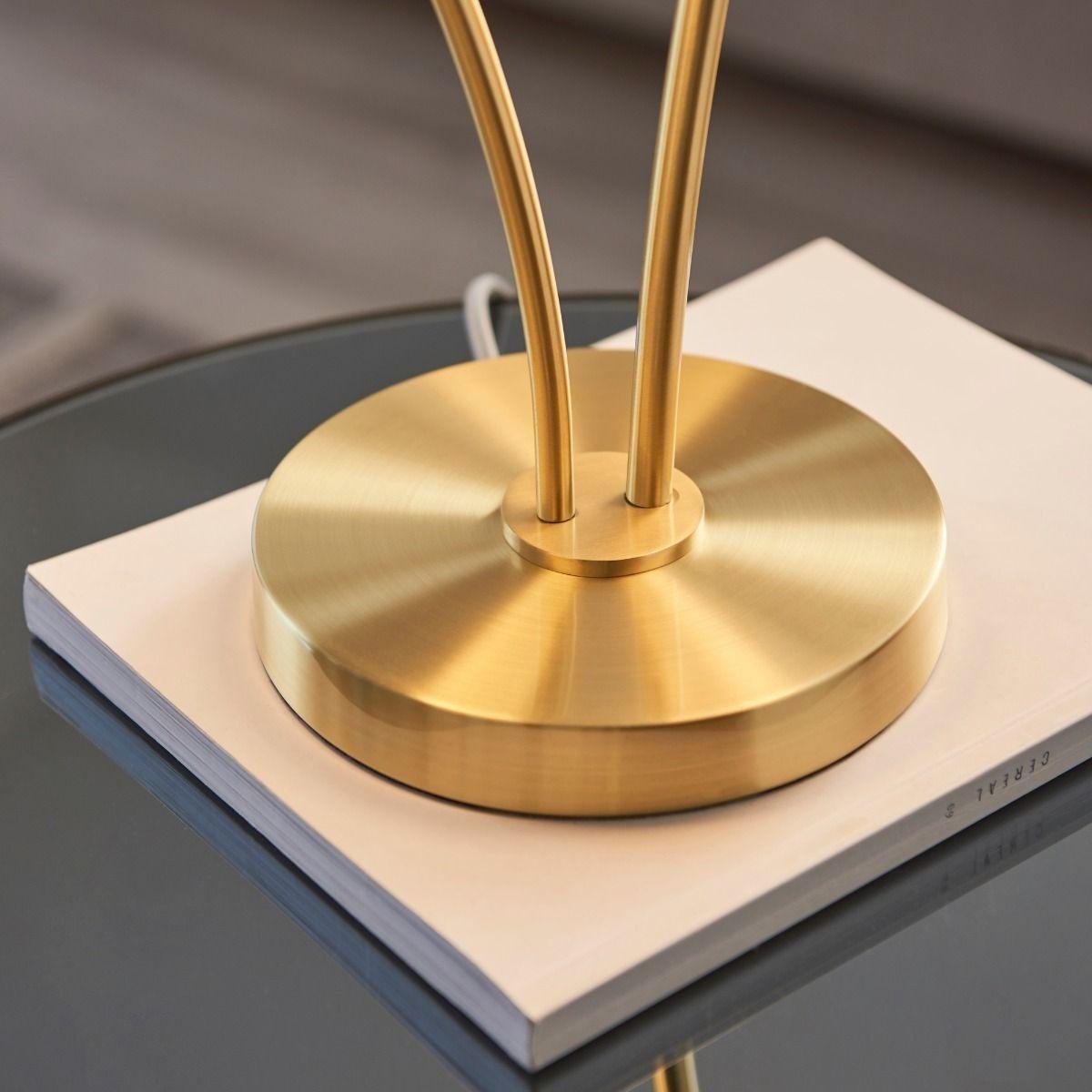 Bloom 2 Light Satin Brass & Opal Table Lamp – image 6