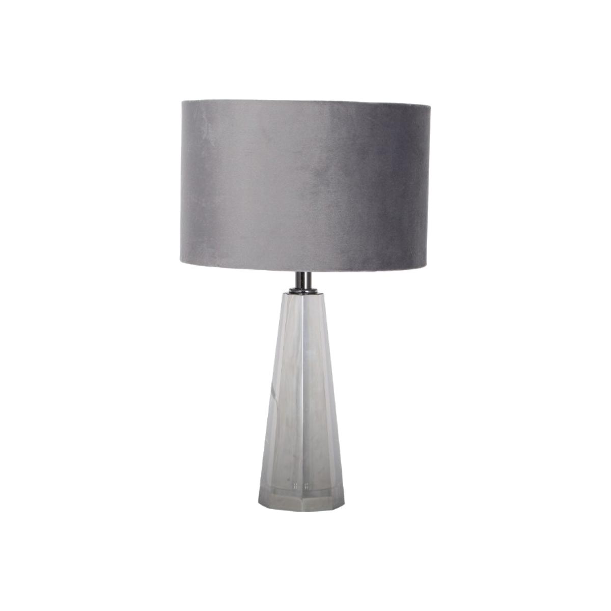 Phoebe Smoked Grey Crystal Lamp with Black Velvet Shade