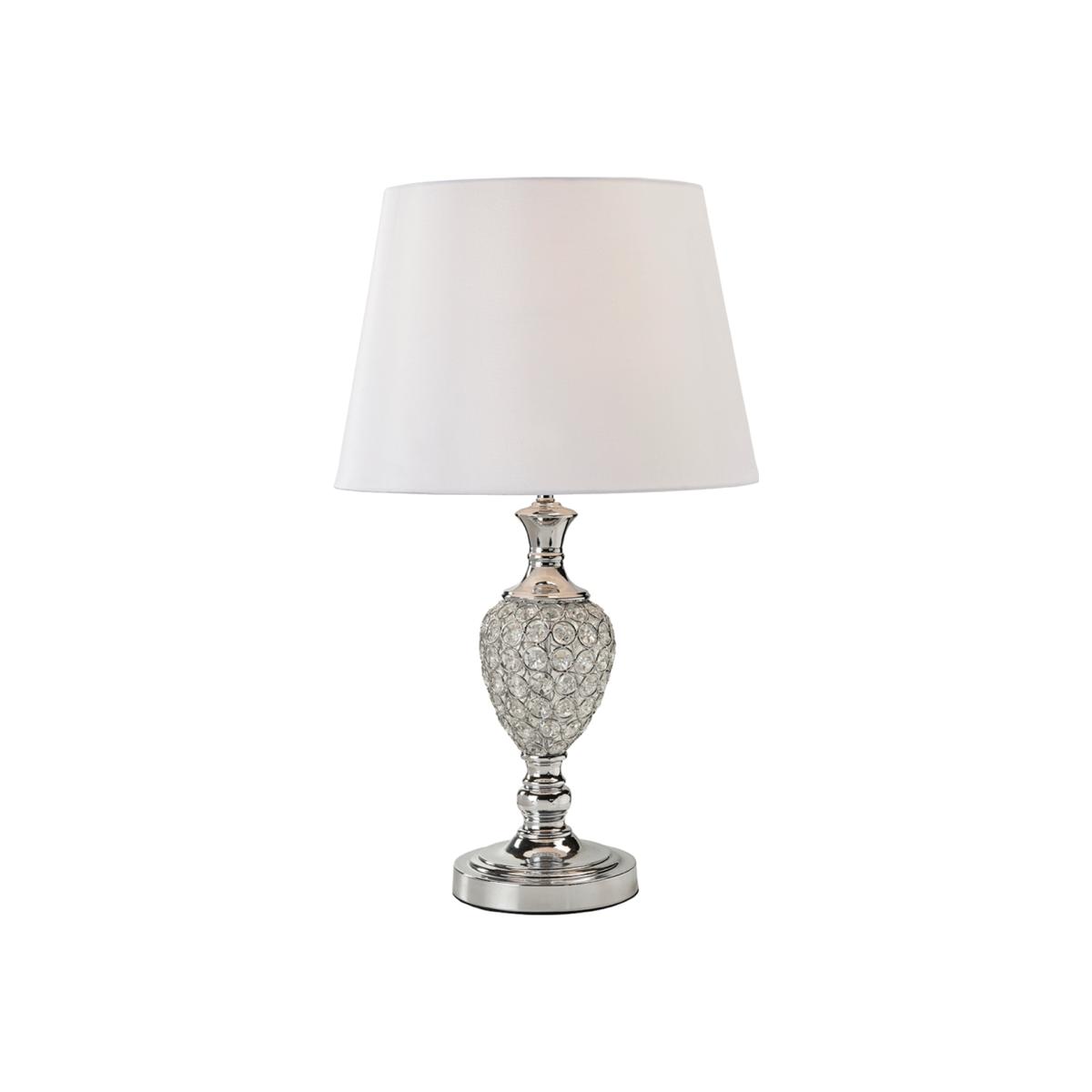 Leia Polished Chrome and White Table Lamp