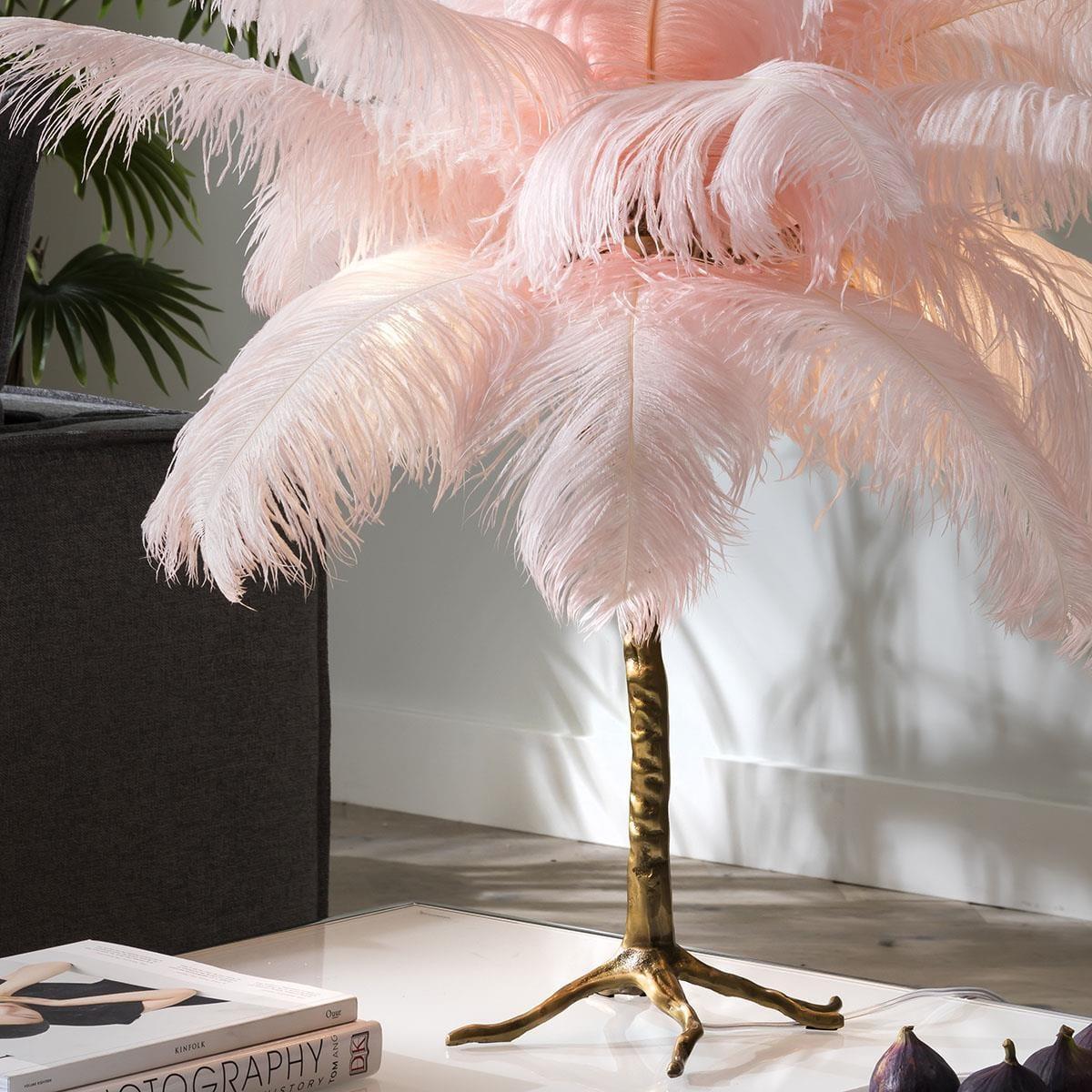 Quatropi Feather Palm Tree Premium Table Lamp 45cm - Pink & Copper – image 2