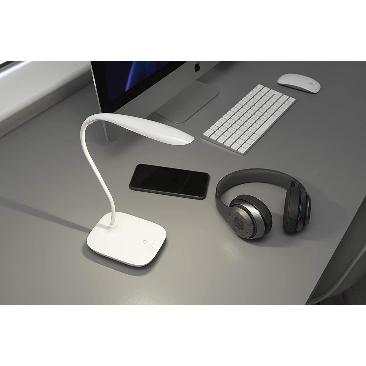 Auraglow Rechargeable Flexi-Neck Dimmable LED Desk Touch Lamp - White – image 4