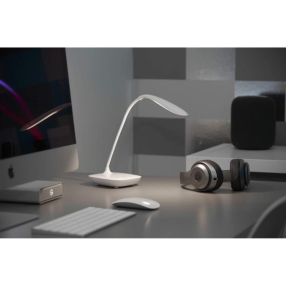 Auraglow Rechargeable Flexi-Neck Dimmable LED Desk Touch Lamp - White – image 5