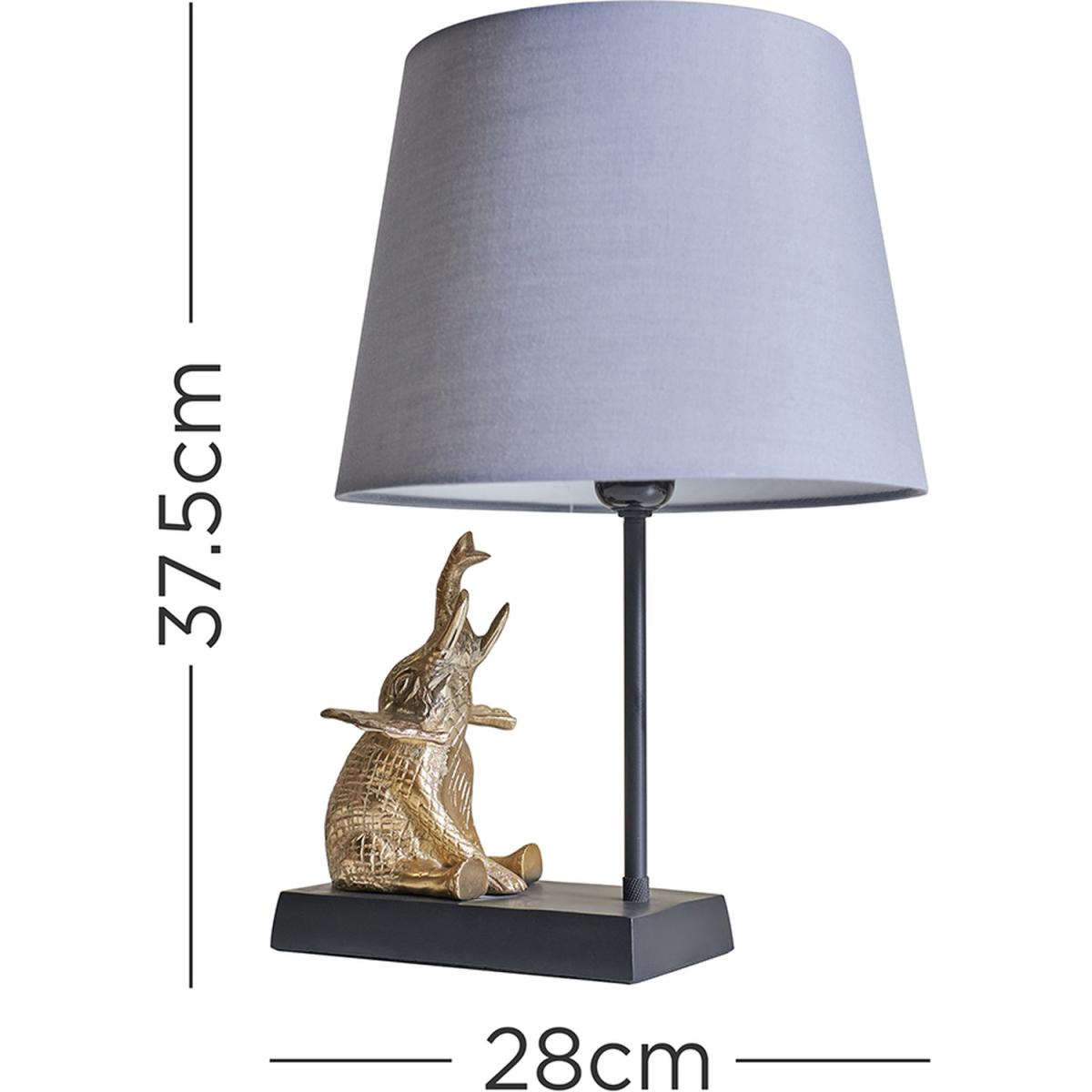 Modern Brass Black Sitting Baby Elephant Table Lamp Base With Grey Shade - Brass – image 2