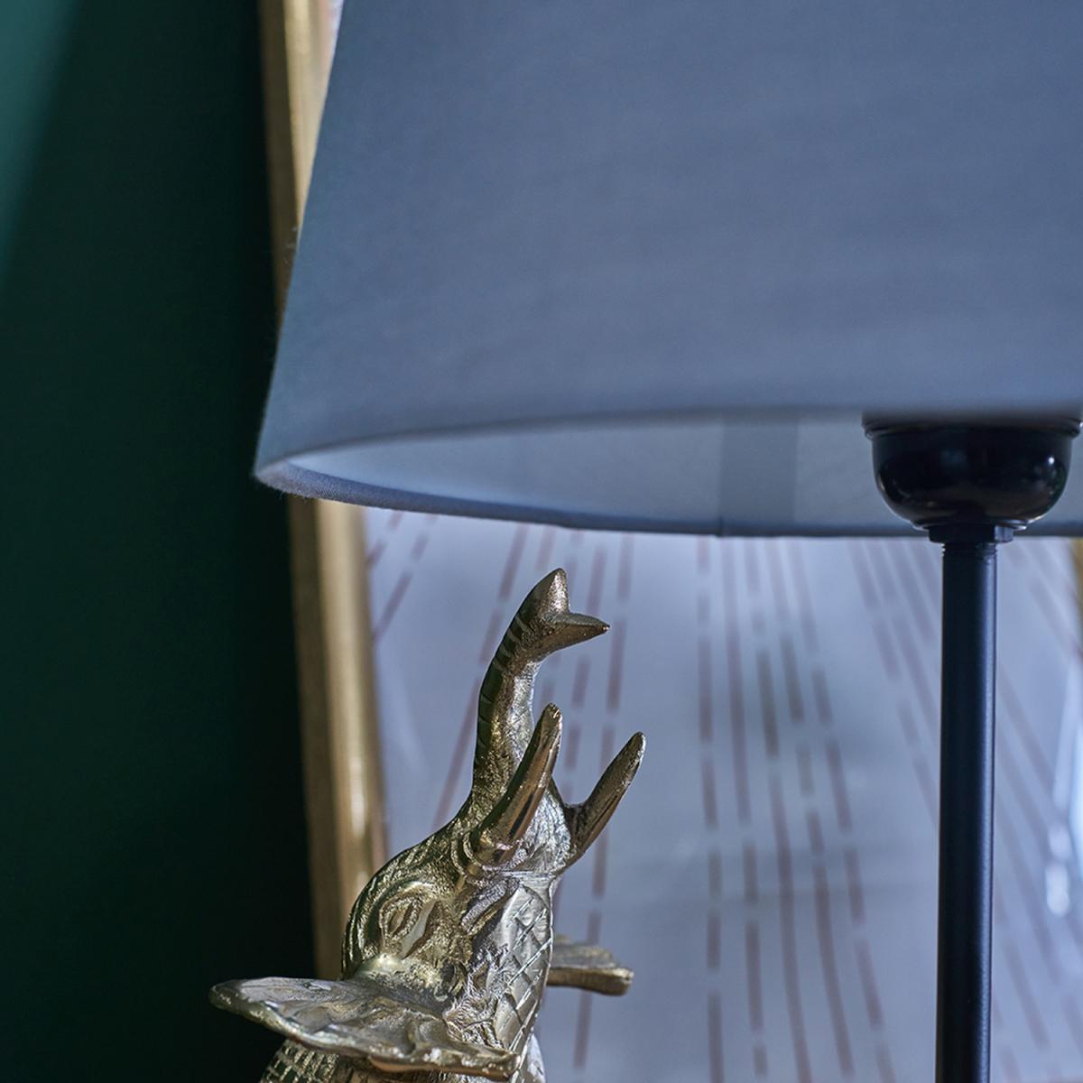 Modern Brass Black Sitting Baby Elephant Table Lamp Base With Grey Shade - Brass – image 4
