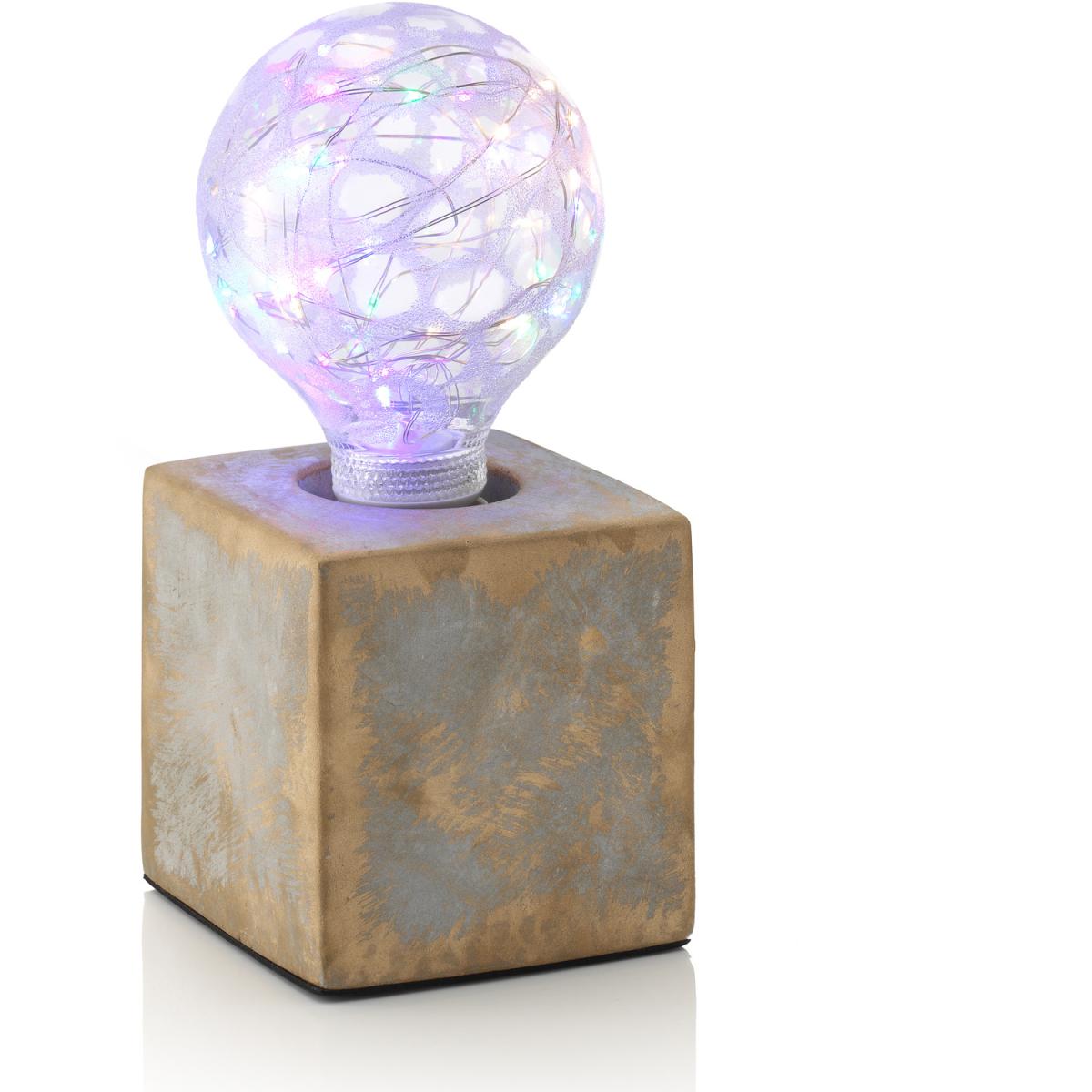 Auraglow Mysa Bronzed Effect Stone Cement Bedside Lamp - Bronze / Starry Multi-Coloured LED Bulb – image 2