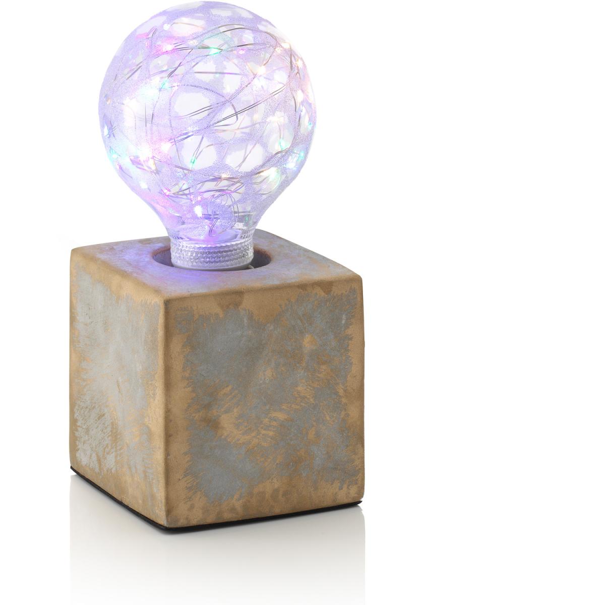 Auraglow Mysa Bronzed Effect Stone Cement Bedside Lamp - Bronze / Starry Multi-Coloured LED Bulb – image 3