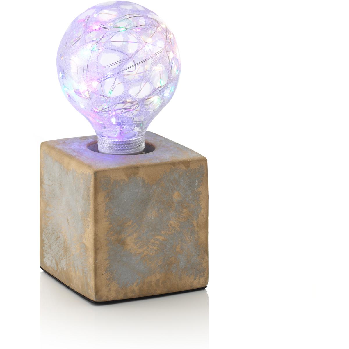 Auraglow Mysa Bronzed Effect Stone Cement Bedside Lamp - Bronze / Starry Multi-Coloured LED Bulb – image 4