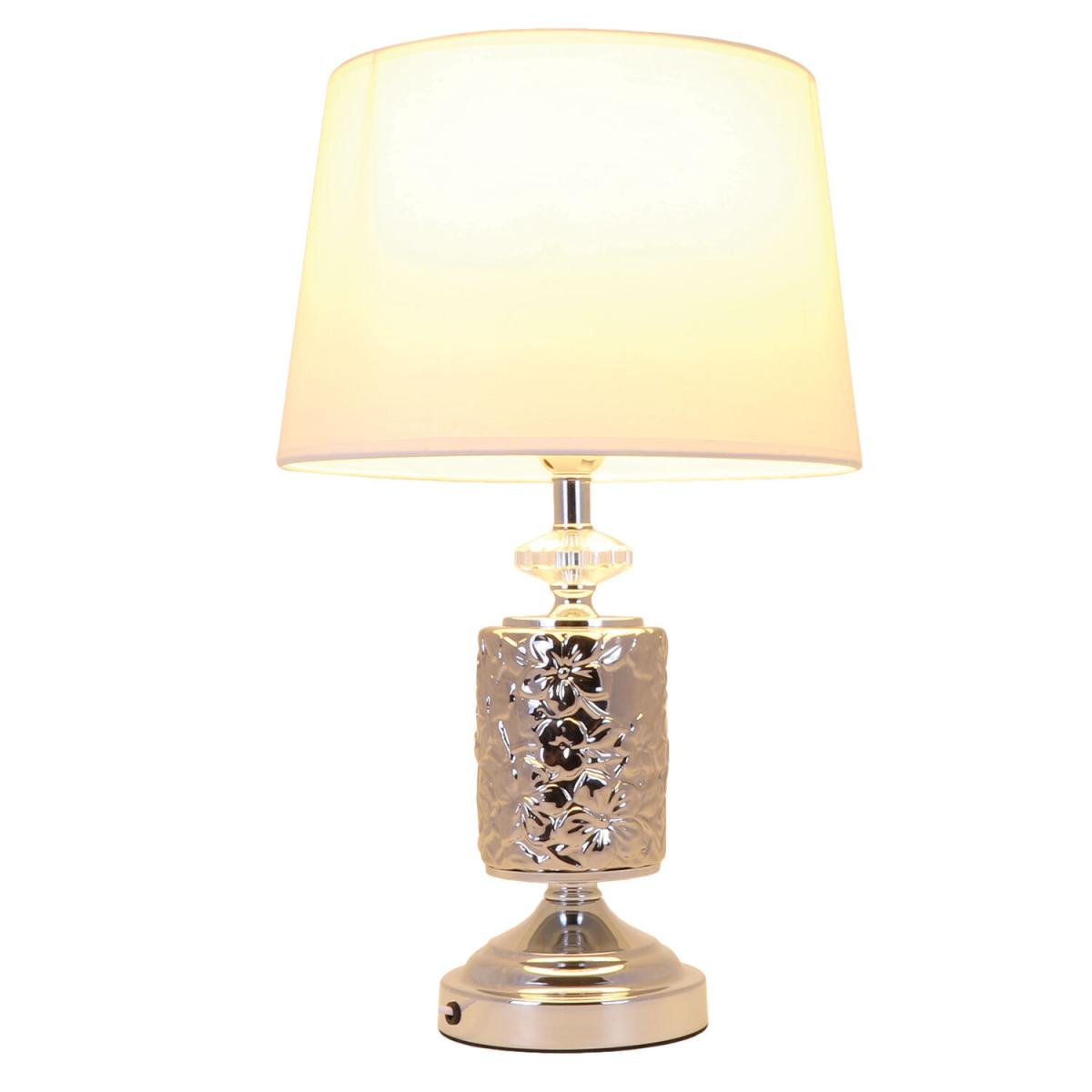 Flora Embossed Table Lamp - Silver – image 3