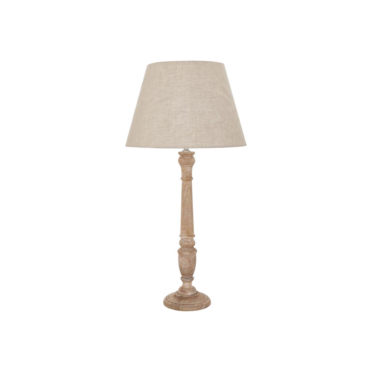 Dorby Natural Wash Spindle Lamp With Linen Shade - Brown – image 1