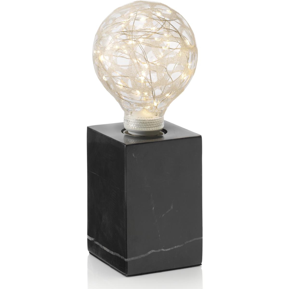 Auraglow Modern Black Marble Stone Cube Table Lamp - Black / with Starry Warm White LED Bulb – image 2