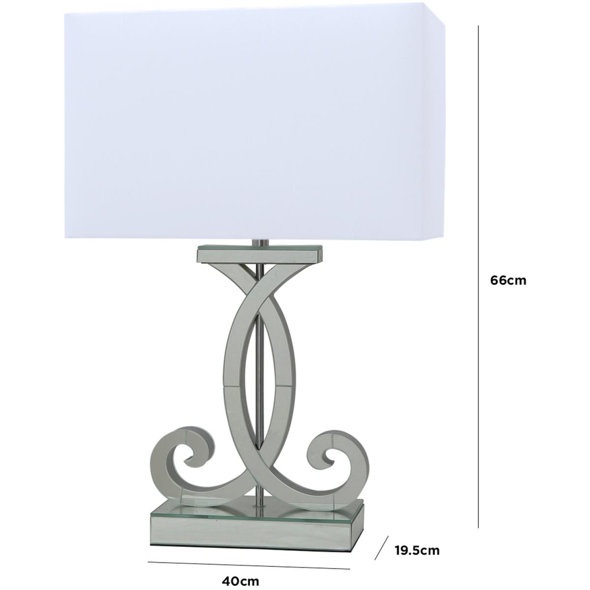 Clear Mirror Table Lamp with white shade - Chrome and White – image 4
