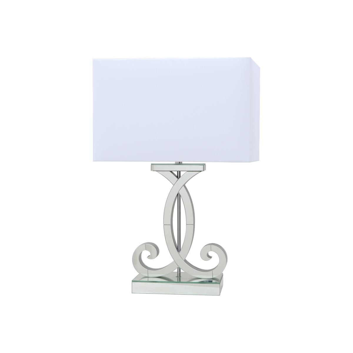 Clear Mirror Table Lamp with white shade - Chrome and White – image 1