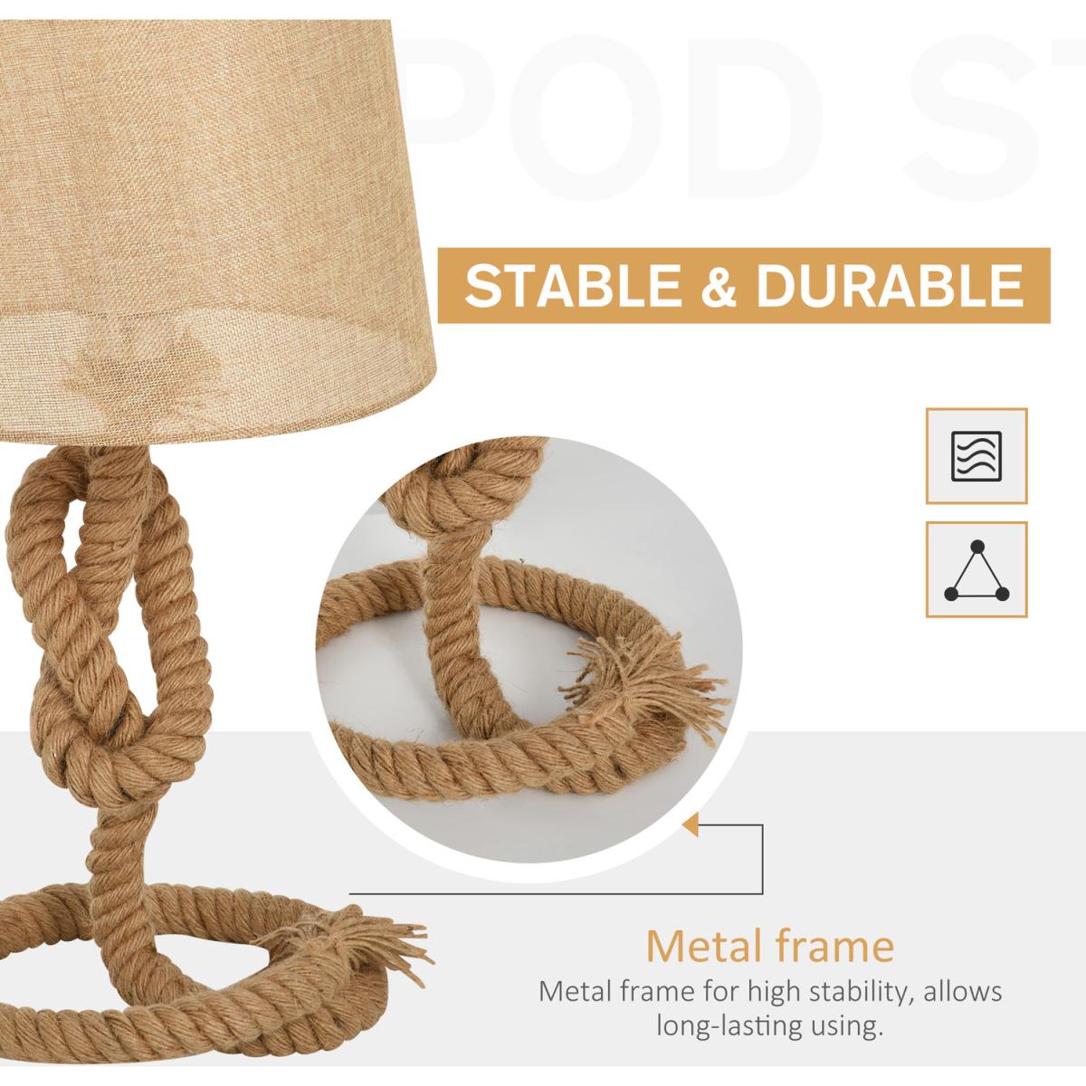Nautical Style Rope Base Table Lamp - Beige – image 5